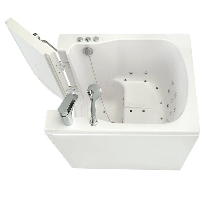 Ella's Bubbles Front Entry 32"x40" Acrylic Air and Hydro Massage Walk-In Bathtub with Left Outward Swing Door, 2 Piece Fast Fill Faucet, 2"  Drain