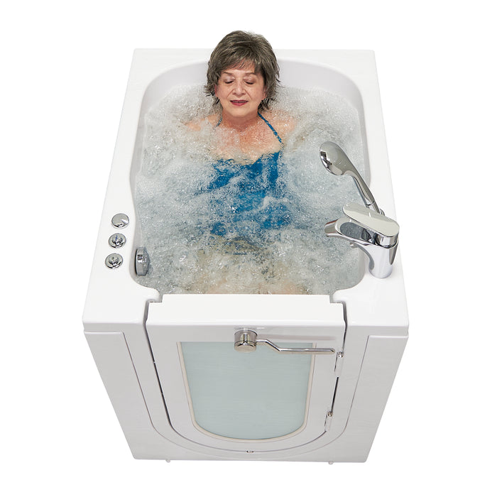 Ella's Bubbles Front Entry 32"x40" Acrylic Air and Hydro Massage Walk-In Bathtub with Right Outward Swing Door, 2 Piece Fast Fill Faucet, 2"  Drain