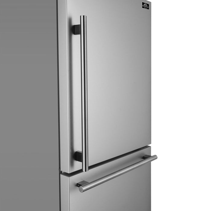 Forno Milano Espresso 31-Inch Bottom Freezer Refrigerator, Stainless Steel, 17.2 cu.ft Capacity, Right Swing Door, Energy Efficient