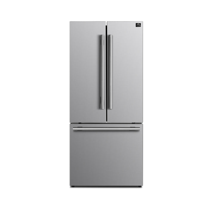 FORNO Premium 2-Piece Kitchen Bundle -Giovanni 30-inch Gas Range Stainless Steel, Forno Gallipoli 30" French Door Refrigerator with Bottom Freezer 17.5 cu. ft Capacity - FBDL-020-01-CAUS