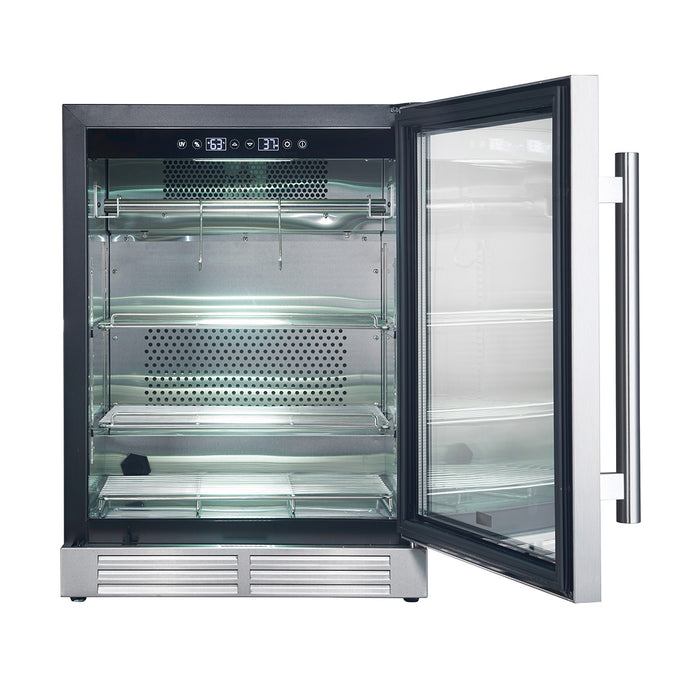 Forno Asciutto 24-Inch Dry Aging Cabinet, Stainless Steel 304, 4.41 cu.ft, LED Lighting, Adjustable Shelves