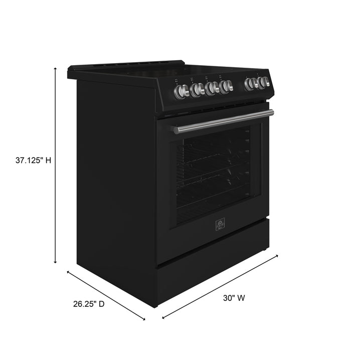 Forno Leonardo Espresso 30-Inch Black Electric Range, True Convection, Energy Efficient