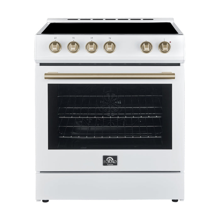 FORNO Premium 2-Piece Kitchen Bundle - Leonardo Espresso 30" White Range, 30" White Range Hood - FBDL-002-03US