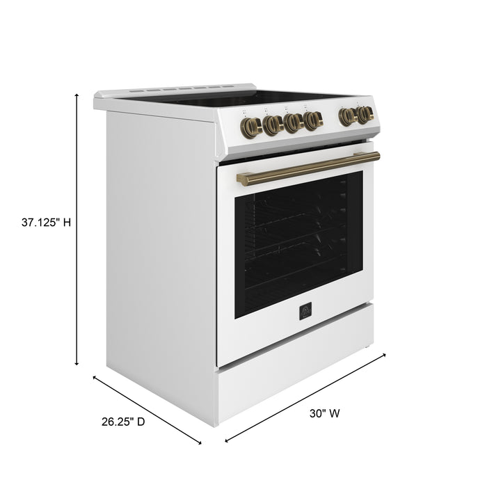 Forno Leonardo Espresso 30-Inch White Electric Range, True Convection, Energy Efficient