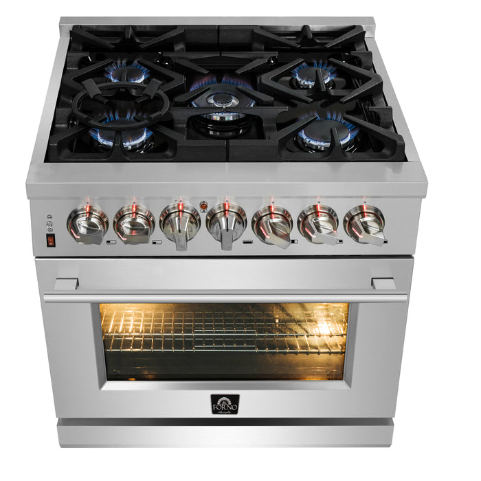 Forno Massimo 30-Inch Freestanding Dual Fuel Range, 4 Burners, Double Convection Ovens