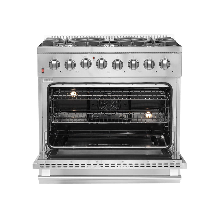 Forno Galiano 36-Inch Freestanding Dual Fuel Range, 6 Burners, Double Convection Ovens