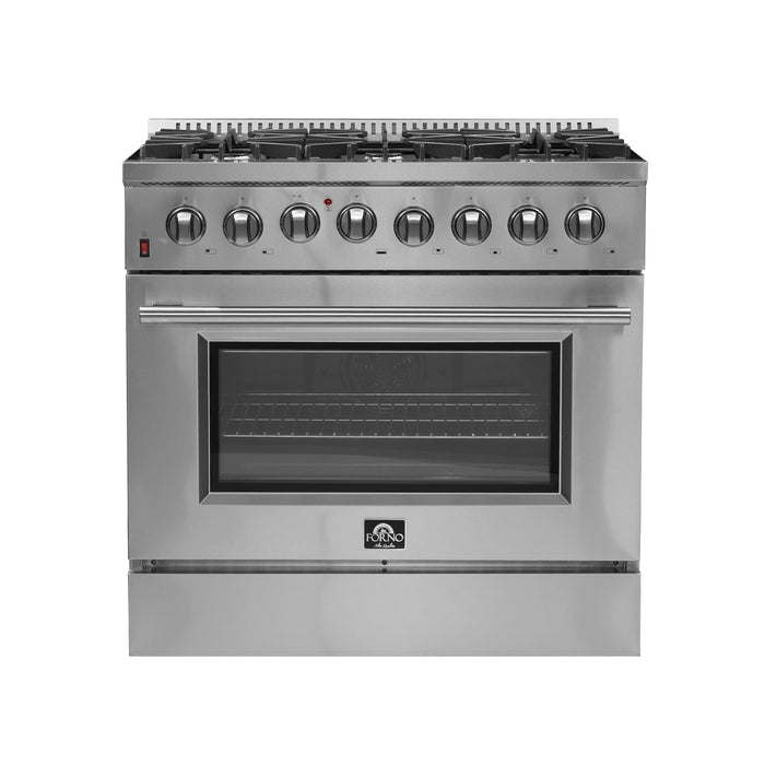 Forno Galiano 36-Inch Freestanding Dual Fuel Range, 6 Burners, Double Convection Ovens