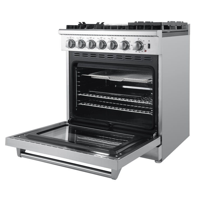 Forno Lazio 30-Inch Freestanding Dual Fuel Range, 4 Burners, True Convection Oven