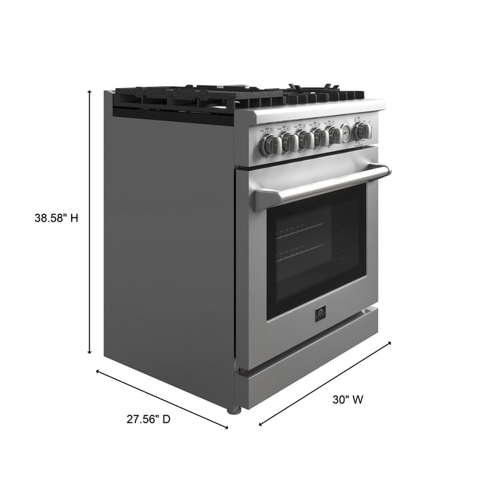 Forno Lazio 30-Inch Freestanding Gas Range, 4 Burners, Convection Oven, Energy Efficient