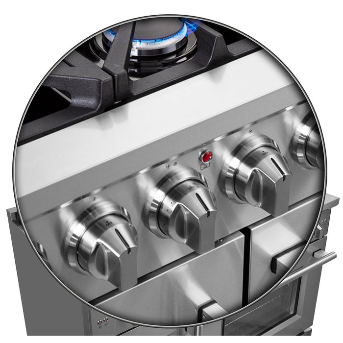 Forno Massimo 48-Inch Freestanding French Door Gas Range, 8 Burners, Convection Oven, Energy Efficient