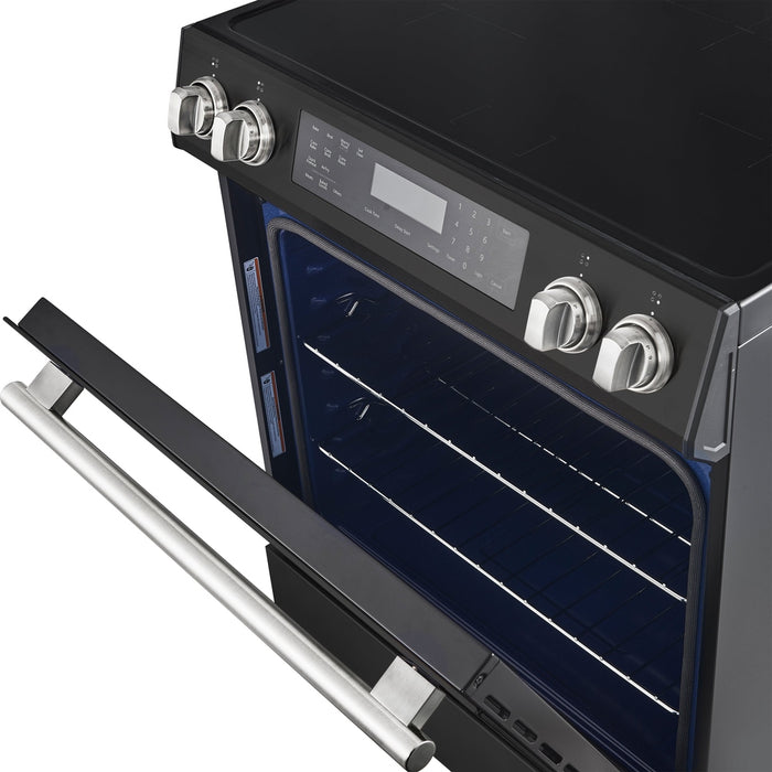 Forno Donatello Espresso 30-Inch Slide-In Black Induction Range, Convection Oven, 5 Cooking Zones, Touch Control Panel