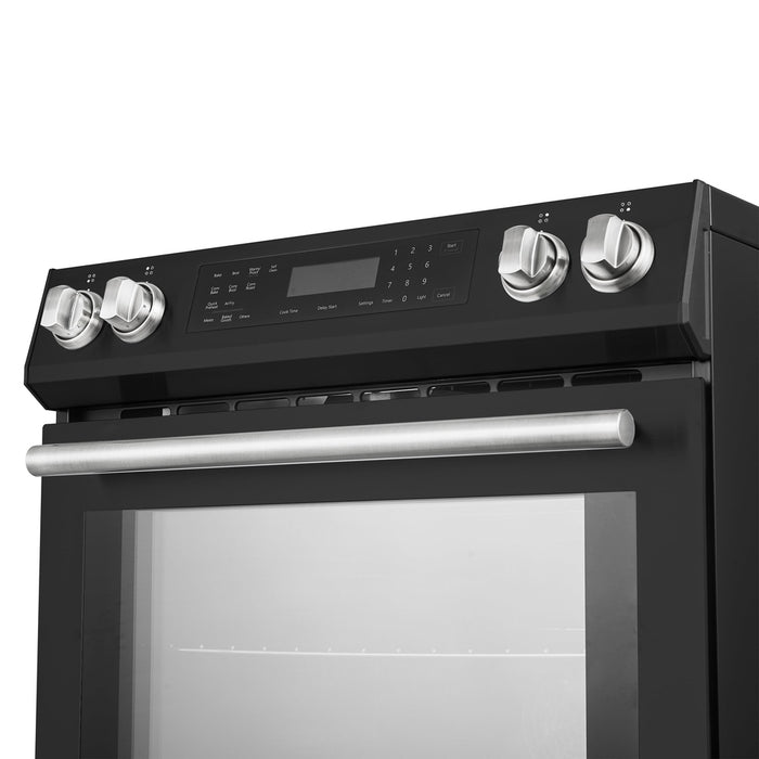 Forno Donatello Espresso 30-Inch Slide-In Black Induction Range, Convection Oven, 5 Cooking Zones, Touch Control Panel