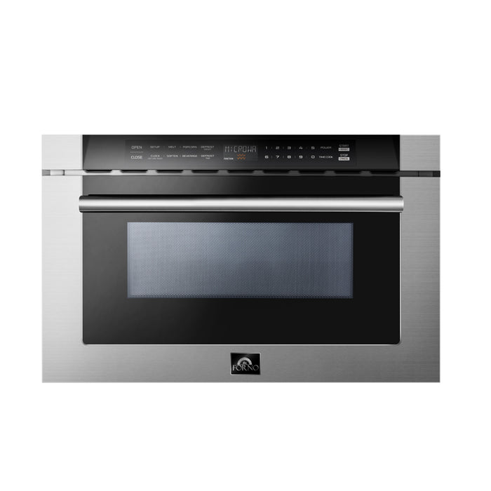 Forno Capoliveri 24-Inch Microwave Drawer, Stainless Steel, 1.2 cu.ft, 1000 Watts, Built-In, Touch Control LCD Display, Auto-Touch Open/Close, 11 Power Levels, Sensor Cooking