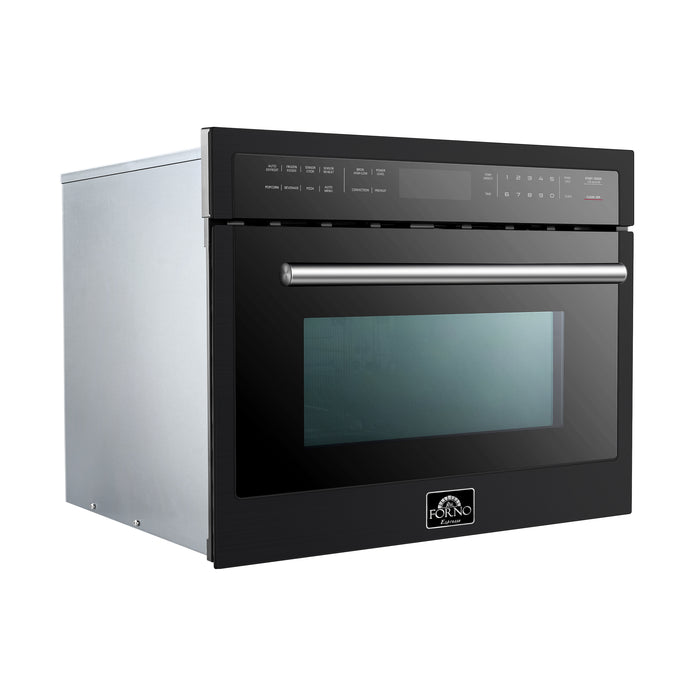 Forno Oliena Espresso Black 24-Inch Built-In Microwave and Convection Oven Combo, 1.6 cu.ft, 1750W Convection, 1000W Microwave, Stainless Steel Interior, Glass Touch Controls, Sensor Cooking