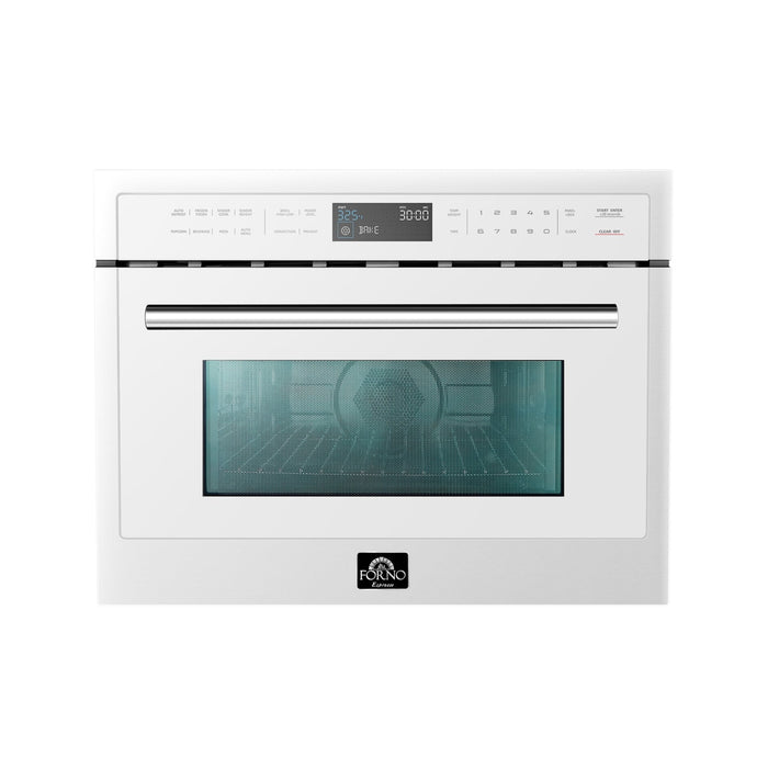 Forno Oliena Espresso White 24-Inch Built-In Microwave and Convection Oven Combo, 1.6 cu.ft, 1750W Convection, 1000W Microwave, Stainless Steel Interior, Glass Touch Controls, Sensor Cooking