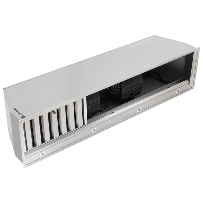 Forno Frassanito 48-Inch Recessed Range Hood, Stainless Steel Baffle Filters, LED Lighting