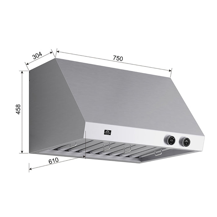 Forno Biagio 30-Inch Wall Mounted Range Hood, Stainless Steel, Heavy Duty