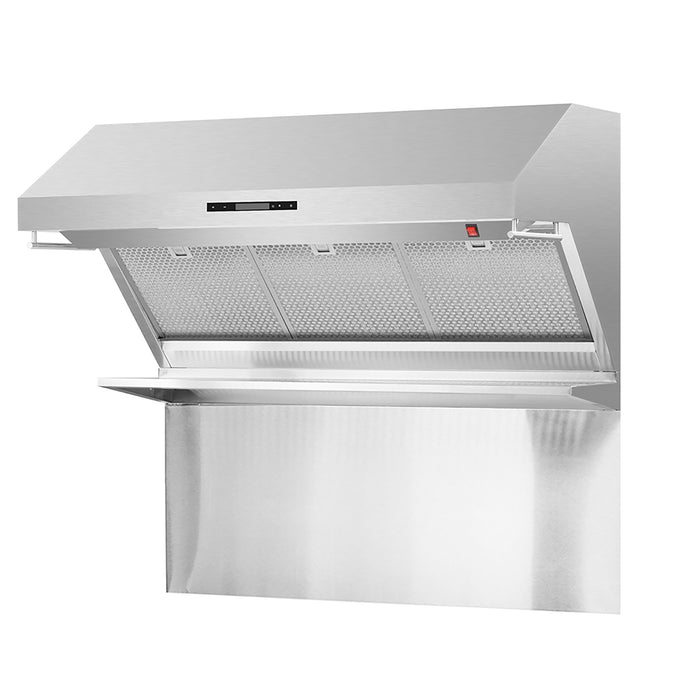 FORNO Premium 3-Piece Kitchen Bundle - FORNO Galiano 48" Freestanding Dual Fuel Range, FORNO Rizzuto 60" W. Dual Combo Convertible Refrigerator, FORNO 48" Wall Mount Range Hood - FBDL-017-02US