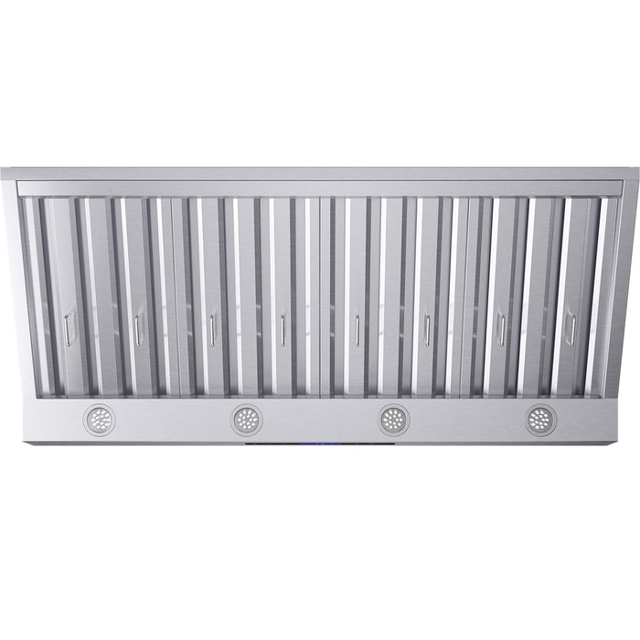 Forno Palazzo 48-Inch Wall Mounted Range Hood, Stainless Steel, Heavy Duty Baffle Filters, Remote Control