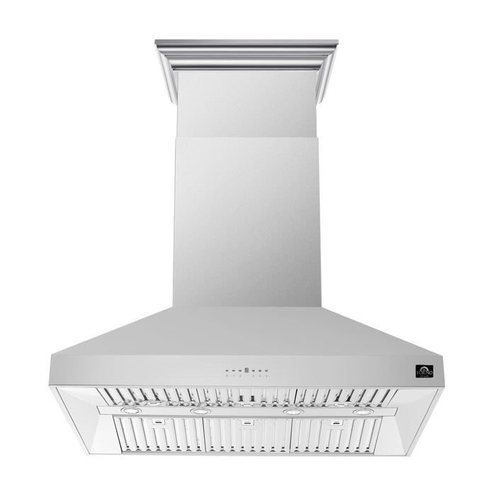 Forno Orvieto 48-Inch Wall Mount Range Hood, LED Lighting, Heavy Duty, Stainless Steel