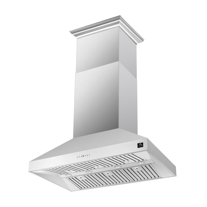 Forno Orvieto 48-Inch Wall Mount Range Hood, LED Lighting, Heavy Duty, Stainless Steel