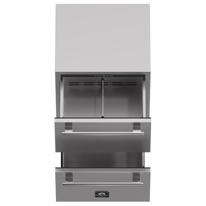 Forno Como 24-Inch Indoor Outdoor Drawer Refrigerator, 4.87 cu.ft, Stainless Steel Interior, Adjustable Shelves, LED Lighting