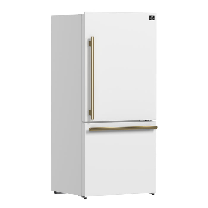 Forno Milano Espresso 31-Inch Bottom Freezer Refrigerator, White, 17.2 cu.ft Capacity, Energy Efficient