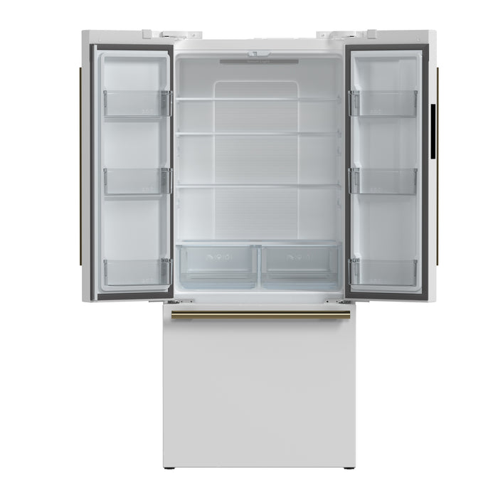 Forno Gallipoli Espresso 30-Inch White French Door Refrigerator, Bottom Freezer, 17.5 Cu. Ft., No Frost, Ice Maker