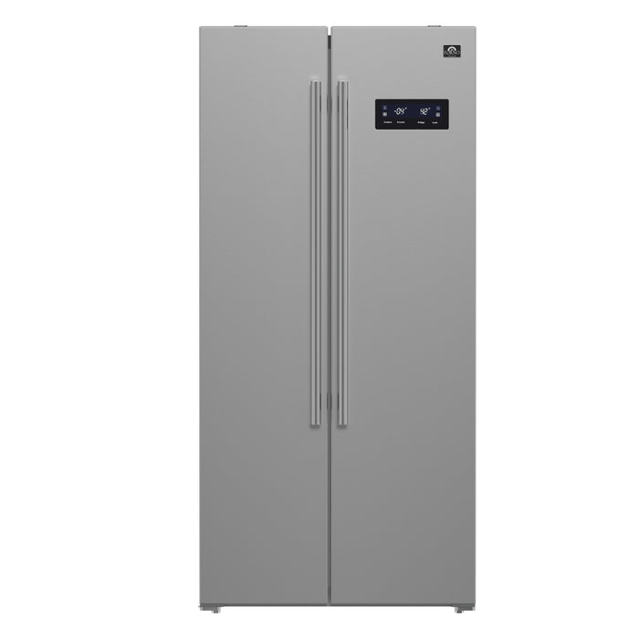 Forno Salerno 33-Inch Side-by-Side Stainless Steel Refrigerator, 15.6 cu.ft, ENERGY STAR Certified