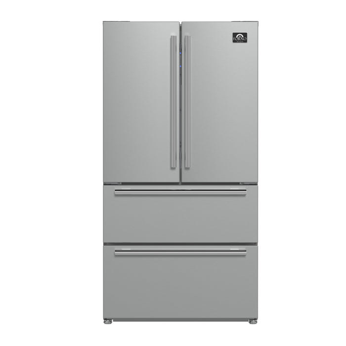 Forno Moena 36-Inch French Door Refrigerator, 19.2 cu.ft, Counter Depth, Ice Maker, Stainless Steel Interior Panel, ENERGY STAR Certified