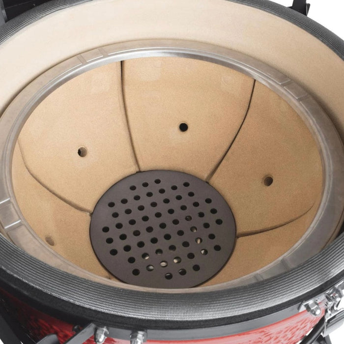 Kamado Joe 24-Inch Red Big Joe III Ceramic Charcoal Grill With Cart Bundle - KJ15041021