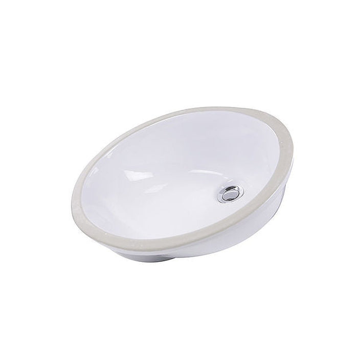 Great Point Collection Nantucket Sinks 15 Inch x 12 Inch Glazed Bottom Undermount GB-15x12-W Oval Ceramic Sink In White