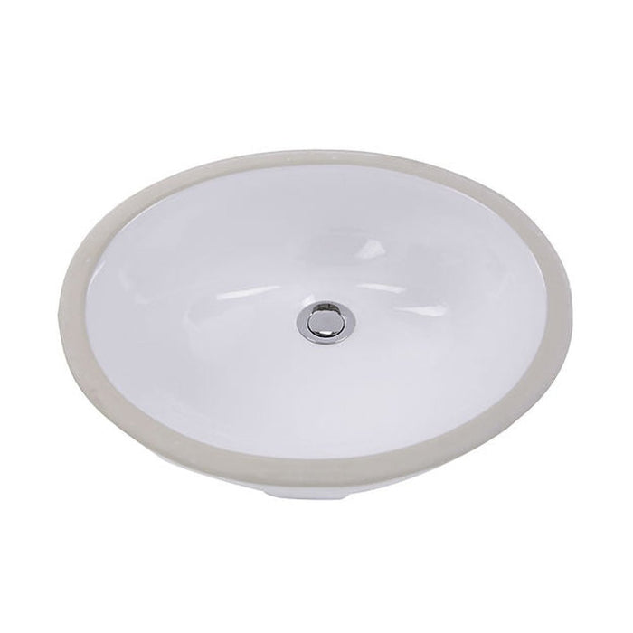 Great Point Collection Nantucket Sinks 17 Inch x 14 Inch Glazed Bottom Undermount GB-17x17-W Oval Ceramic Sink In White