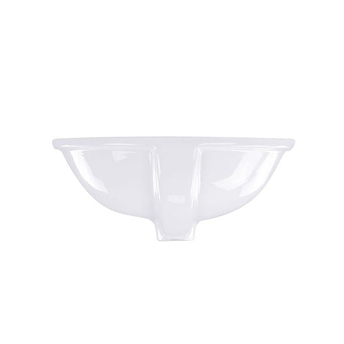 Great Point Collection Nantucket Sinks 17 Inch x 14 Inch Glazed Bottom Undermount GB-17x17-W Oval Ceramic Sink In White