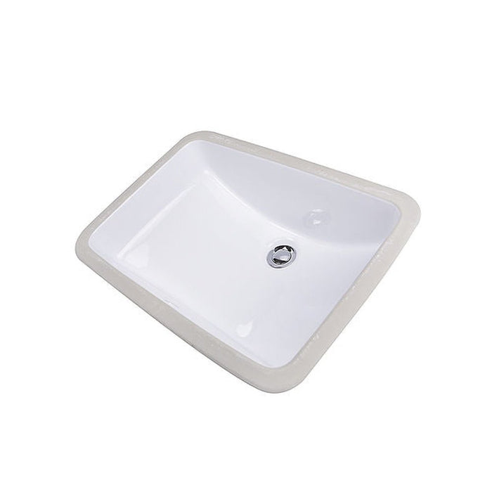 Great Point Collection Nantucket Sinks 18 Inch x 12 Inch Glazed Bottom Undermount GB-18x12-W Rectangle Ceramic Sink In White