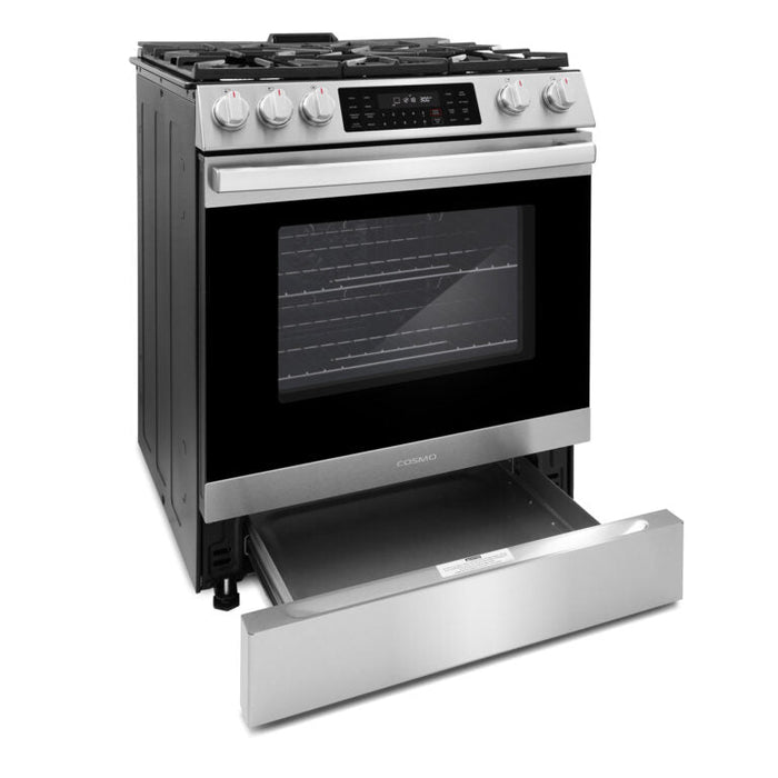 Cosmo Professional 30" 6.1 cu. ft. Slide-In Freestanding  Gas Range with 5 Sealed Gas Burners and Self Clean, Air Fry Oven in Stainless Steel , COS-GRC305KTD