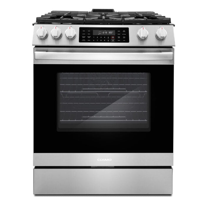 Cosmo Professional 30" 6.1 cu. ft. Slide-In Freestanding  Gas Range with 5 Sealed Gas Burners and Self Clean, Air Fry Oven in Stainless Steel , COS-GRC305KTD