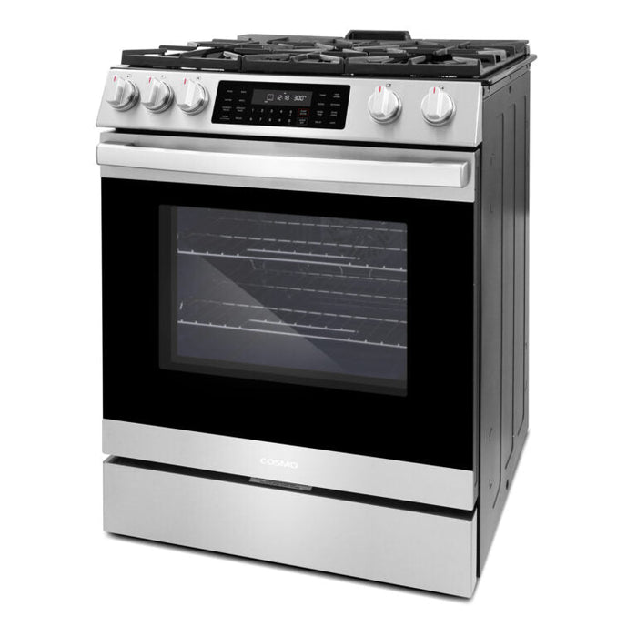 Cosmo Professional 30" 6.1 cu. ft. Slide-In Freestanding  Gas Range with 5 Sealed Gas Burners and Self Clean, Air Fry Oven in Stainless Steel , COS-GRC305KTD