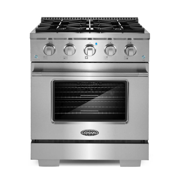 Cosmo Commercial 30" 3.5 cu. ft. Gas Range with 4 Burners and Heavy Duty Cast Iron Grates in Stainless Steel , COS-GRP304