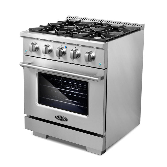 Cosmo Commercial 30" 3.5 cu. ft. Gas Range with 4 Burners and Heavy Duty Cast Iron Grates in Stainless Steel , COS-GRP304