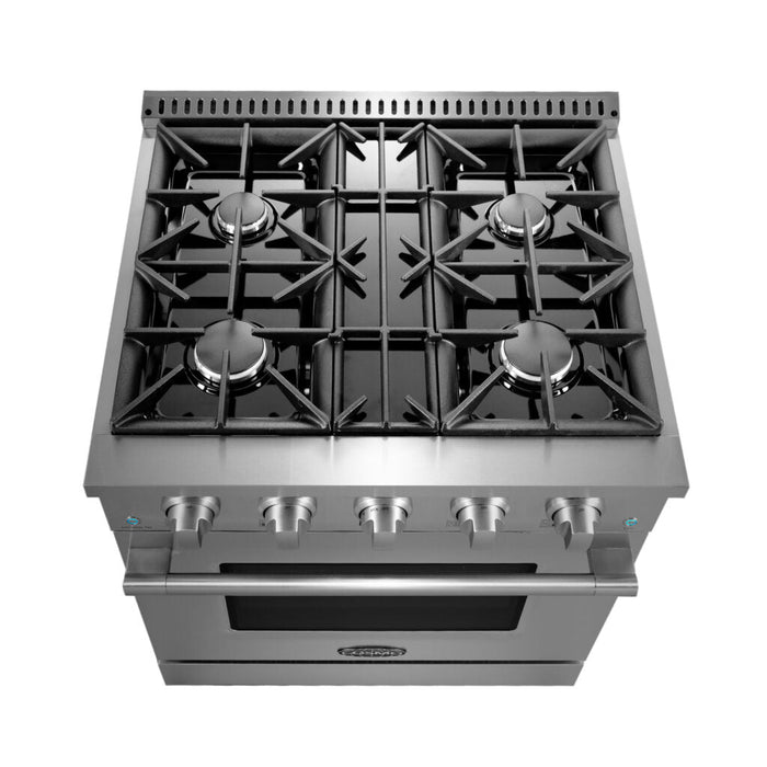 Cosmo Commercial 30" 3.5 cu. ft. Gas Range with 4 Burners and Heavy Duty Cast Iron Grates in Stainless Steel , COS-GRP304