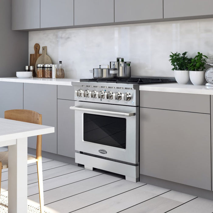 Cosmo Commercial 36" 4.5 cu. ft. Gas Range with 6 Italian Burners and Heavy Duty Cast Iron Grates in Stainless Steel , COS-GRP366