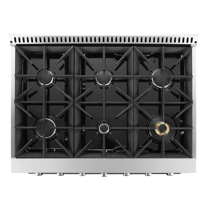 Cosmo Commercial 36" 4.5 cu. ft. Gas Range with 6 Italian Burners and Heavy Duty Cast Iron Grates in Stainless Steel , COS-GRP366