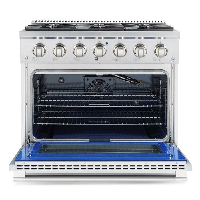 Cosmo Commercial 36" 4.5 cu. ft. Gas Range with 6 Italian Burners and Heavy Duty Cast Iron Grates in Stainless Steel , COS-GRP366