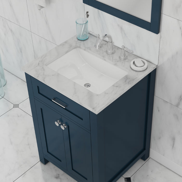 Alya Bath Norwalk 24" Vanity Blue with Carrera Marble Top