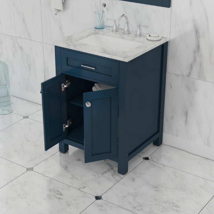 Alya Bath Norwalk 24" Vanity Blue with Carrera Marble Top