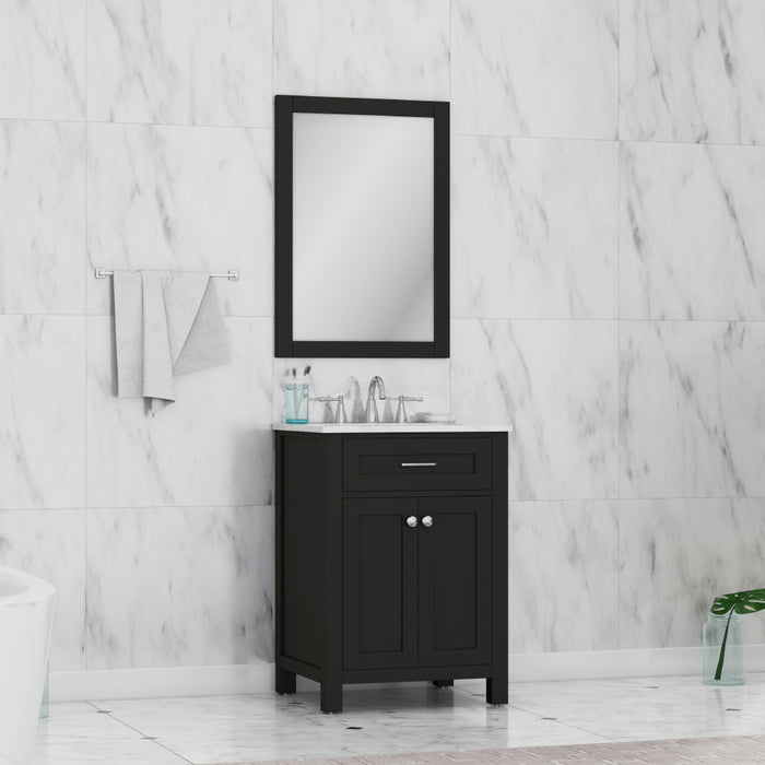 Alya Bath Norwalk 24" Vanity Espresso with Carrera Marble Top