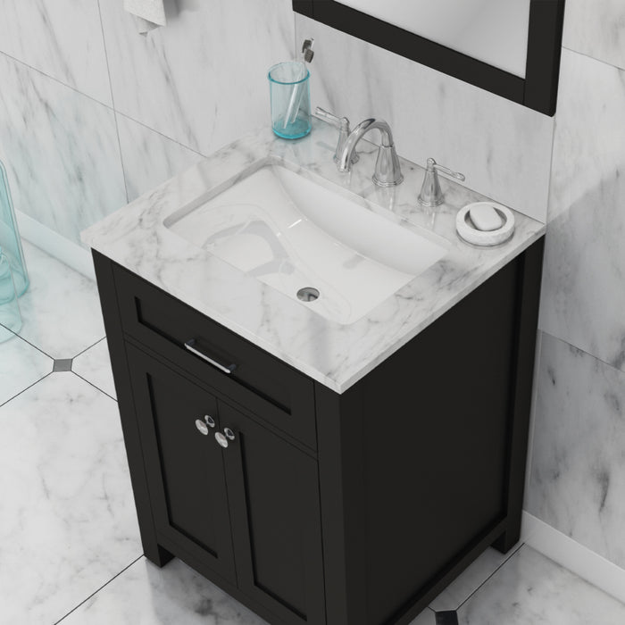 Alya Bath Norwalk 24" Vanity Espresso with Carrera Marble Top