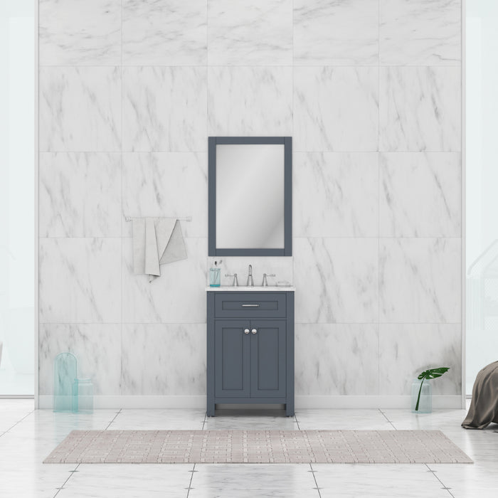 Alya Bath Norwalk 24" Vanity in Gray with Carrera Marble Top