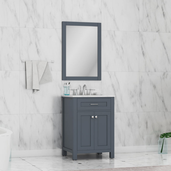 Alya Bath Norwalk 24" Vanity in Gray with Carrera Marble Top